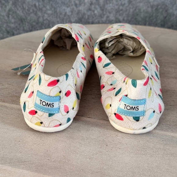 TOMS Womens Shoes Belmont Size 7.5 Natural Tree Lights Christmas Holiday New - Picture 9 of 13